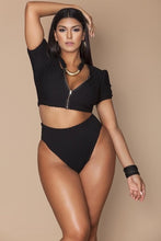 Load image into Gallery viewer, XL-4XL Plus Size Bikini Set Pad Zipper Front Swimsuit
