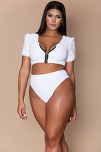 Load image into Gallery viewer, XL-4XL Plus Size Bikini Set Pad Zipper Front Swimsuit