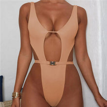 Load image into Gallery viewer, 2019 Sexy Retro Backless Floral Lady V Neck Plunge Swimwear