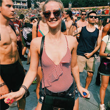 Load image into Gallery viewer, 2019 Sexy Retro Backless Floral Lady V Neck Plunge Swimwear