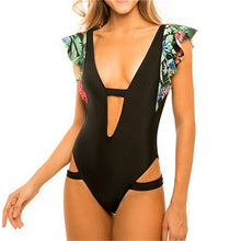 Load image into Gallery viewer, 2019 Sexy Retro Backless Floral Lady V Neck Plunge Swimwear
