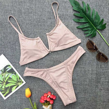 Load image into Gallery viewer, 2019 Sexy Bandeau Bikini Women Solid V Neck