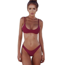 Load image into Gallery viewer, Sexy Bikini Set Women Swimsuit Solid Bikini Backless Swimwear Low Waist Bathing Suit Female Brazilian Biquini