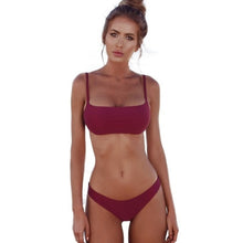 Load image into Gallery viewer, Sexy Bikini Set Women Swimsuit Solid Bikini Backless Swimwear Low Waist Bathing Suit Female Brazilian Biquini