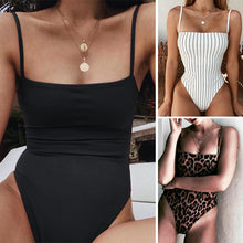 Load image into Gallery viewer, Sexy Reversible Leopard/Solid/Stripe Bandeau One-Piece swimsuit