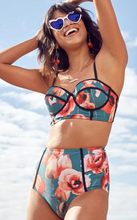 Load image into Gallery viewer, Sexy Floral Bandeau Push Up High Waist Bikini Set