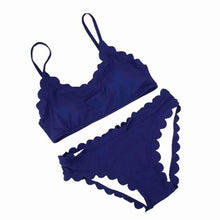 Load image into Gallery viewer, Women Solid Ruffle Swimsuit Bikinis