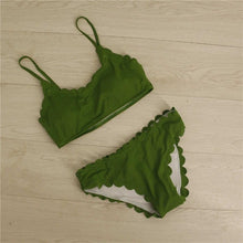 Load image into Gallery viewer, Women Solid Ruffle Swimsuit Bikinis