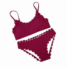 Load image into Gallery viewer, Women Solid Ruffle Swimsuit Bikinis