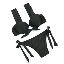 Load image into Gallery viewer, Sexy Black Bandeau Underwire Brazilian Push Up Bikini